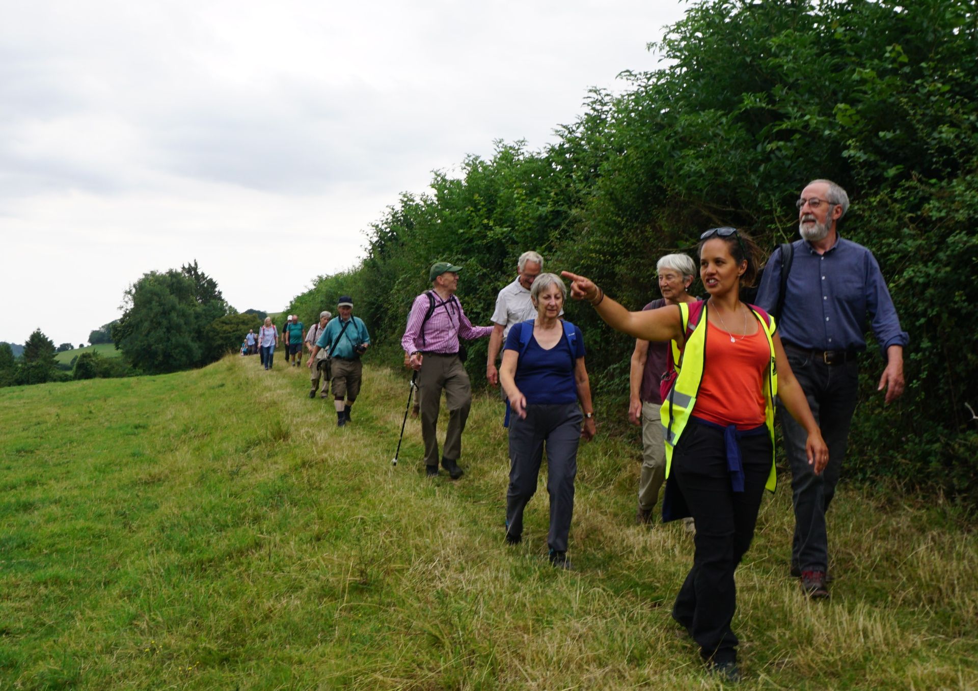 Image shows a group of people on a guided walk being led on one of the Circuit of Bath routes.