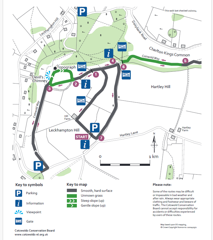 Leckhampton Hill mobility scooter route