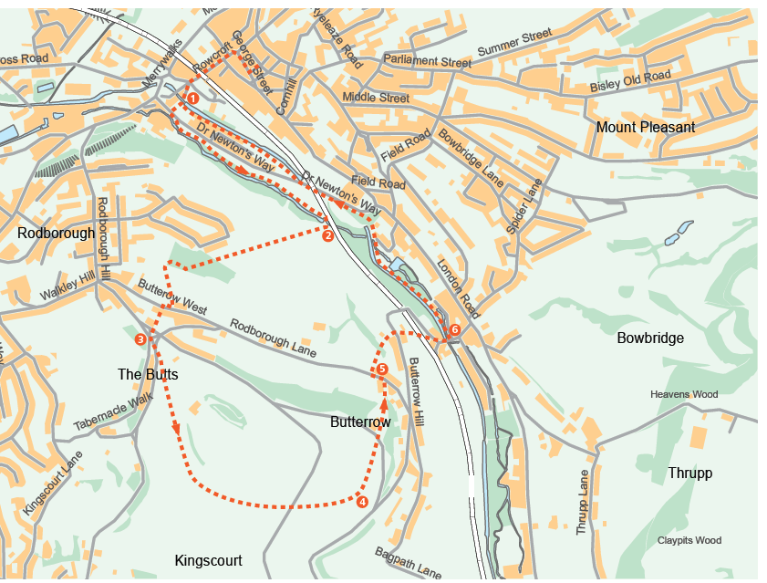 Circular via Capel’s Mill and Rodborough Common (Cotswold Gateway Stroud Walk 1)