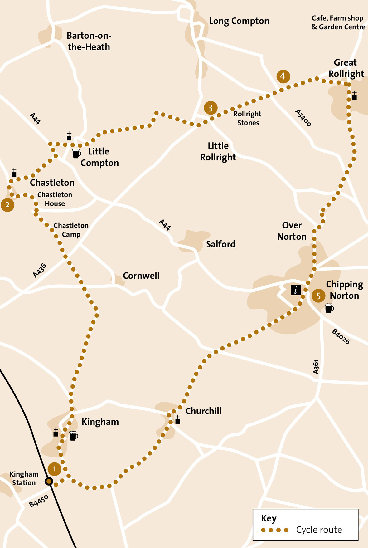 Map for the Ancient Stones & Old Manors cycle route
