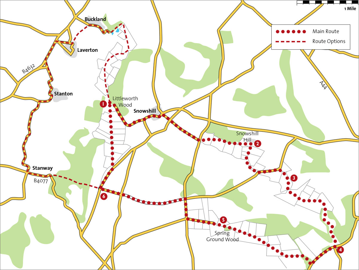 Map for the Snowshill and Beyond cycle route
